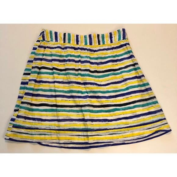 Ann Taylor LOFT Yellow Striped Lightweight Skirt Side Zip - Size 4 - Picture 1 of 7